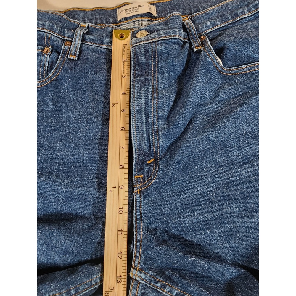 Abercrombie & Fitch Womens 32/14R 90s Straight Ultra High Rise Denim Blue Jeans - Picture 4 of 9
